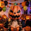 Clear Vision Pumpkin Mask Halloween Mask Latex Full Head with Realistic Texture Scary Cosplay Prop Comfortable for Party Night Breathable Eye Mouth
