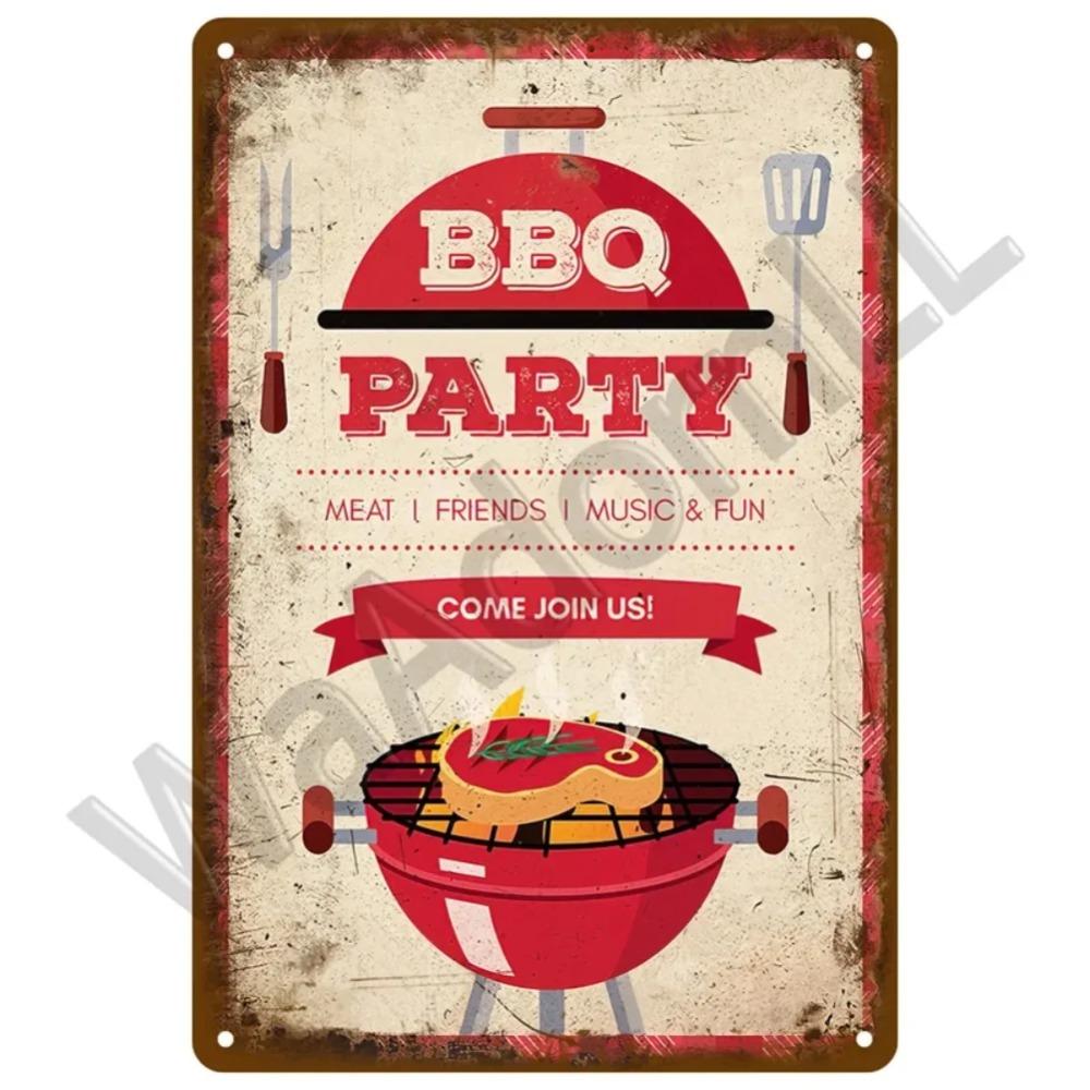 Vintage Tin Sign Dad`s BBQ Yard Outdoor Party Decoration Metal Sign Plate Retro Barbecue Decor