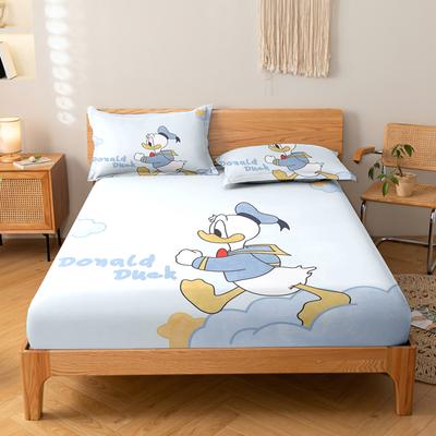 1 Sábana Bajera Ajustada Estampada Digitalmente con Dibujo de Pato Lindo de Dibujos Animados, Funda de Cama Estampada para Dormitorio, Ropa de Cama(Sin funda de almohada)