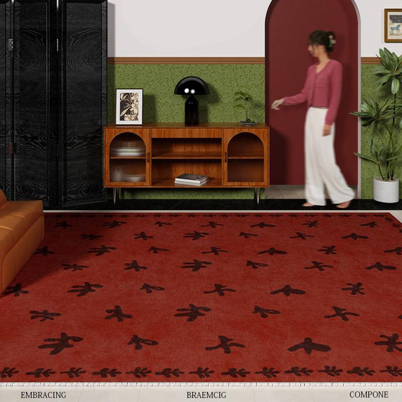 

Retro Plaid Carpet Living Room DecorativeAntique Sofa Coffee Table Soft Mat Wipeable Bedroom Bedside Plush Rugs Tapis 80*120cm