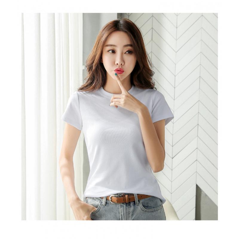 Women s Korean Slim Fit Round Neck Half Sleeve T-shirt - White/Black Large белый
