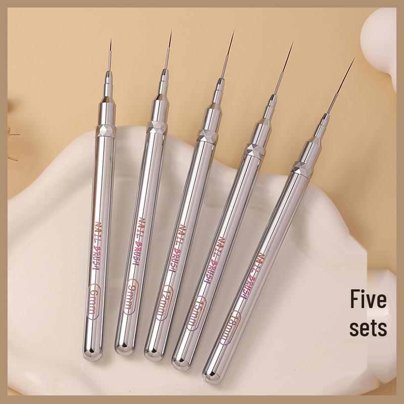 Ultra-Fine Nail Art Liner Pen Set with Metal Handle and Detachable Cap for Professional Nail Artists