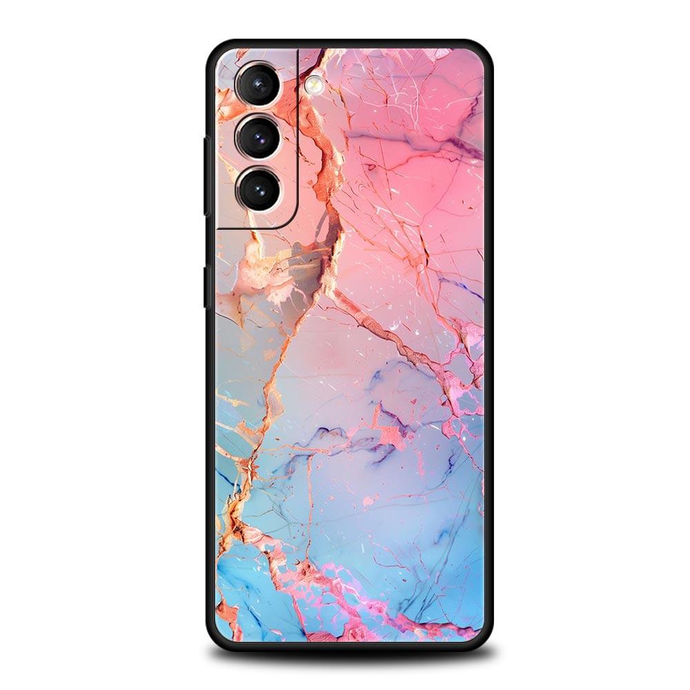 Phone Case For Samsung Galaxy S24 S23 Ultra S22 S21 S20 FE 5G S10 S10E S9 Plus S8 Soft Silicone Black Cover Marble