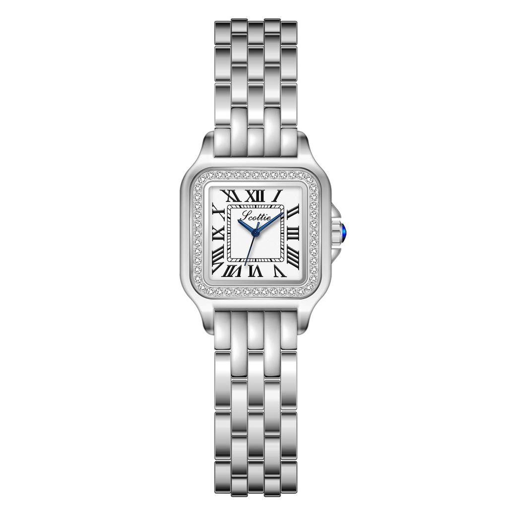 Watch Ladies Small Dial Small Square Roman Diamond Steel Belt Small Square Women'S Watch