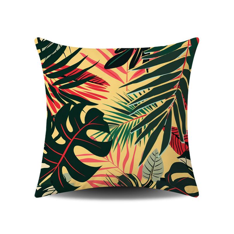 Summer Green Small Fresh Tropical Plant Digital Printing Sofa Pillow Office Car Universal Waist Cushion