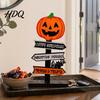 Halloween Atmosphere Props Wooden Sign Decoration DIY Ghost Pumpkin Bat Tabletop Ornament with Party Centerpieces Spooky Slogans Rustic for