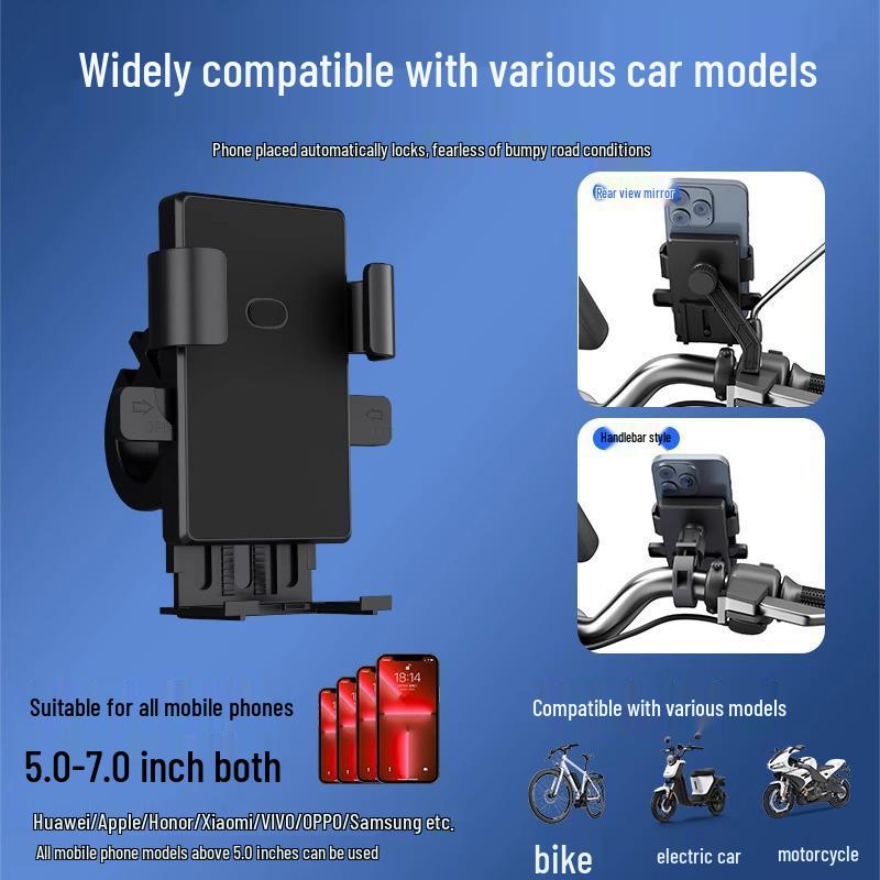 Electric Vehicle Phone Navigation Mount: Motorcycle Delivery Shockproof Holder