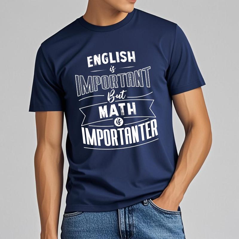 Hiphop For Him Summer tshirt English Is Important But Math Is Importanter Short Sleeve Travel Oneck For Him Tshirt