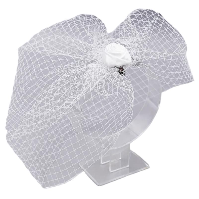 Medieval Rose&Face Veil Fascinator Hat Hairpin Bride Hair Clip Small Hat Hair Clip Punk Hair Clip for Wedding Party