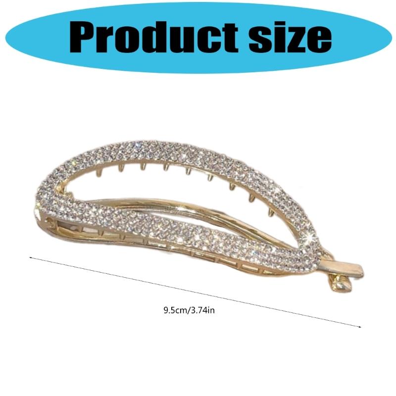 Rhinestones Banana Hair Barrettes Slip Resistant Grip For Women Girls High Ponytail Styling Accessories