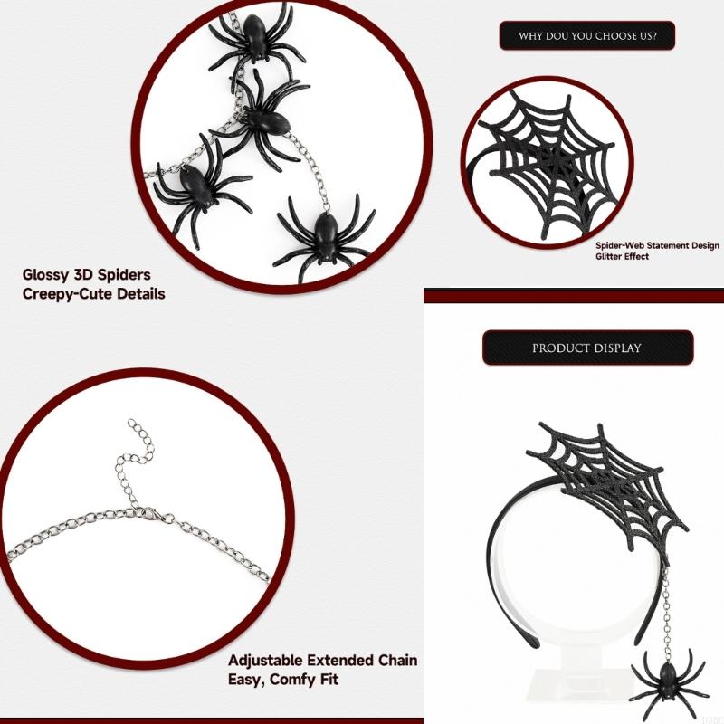 Specters Festival Spiders Headwears Necklace Set Plastic Party Accessories Durable Plastic Party Hairpieces For Kids Adults