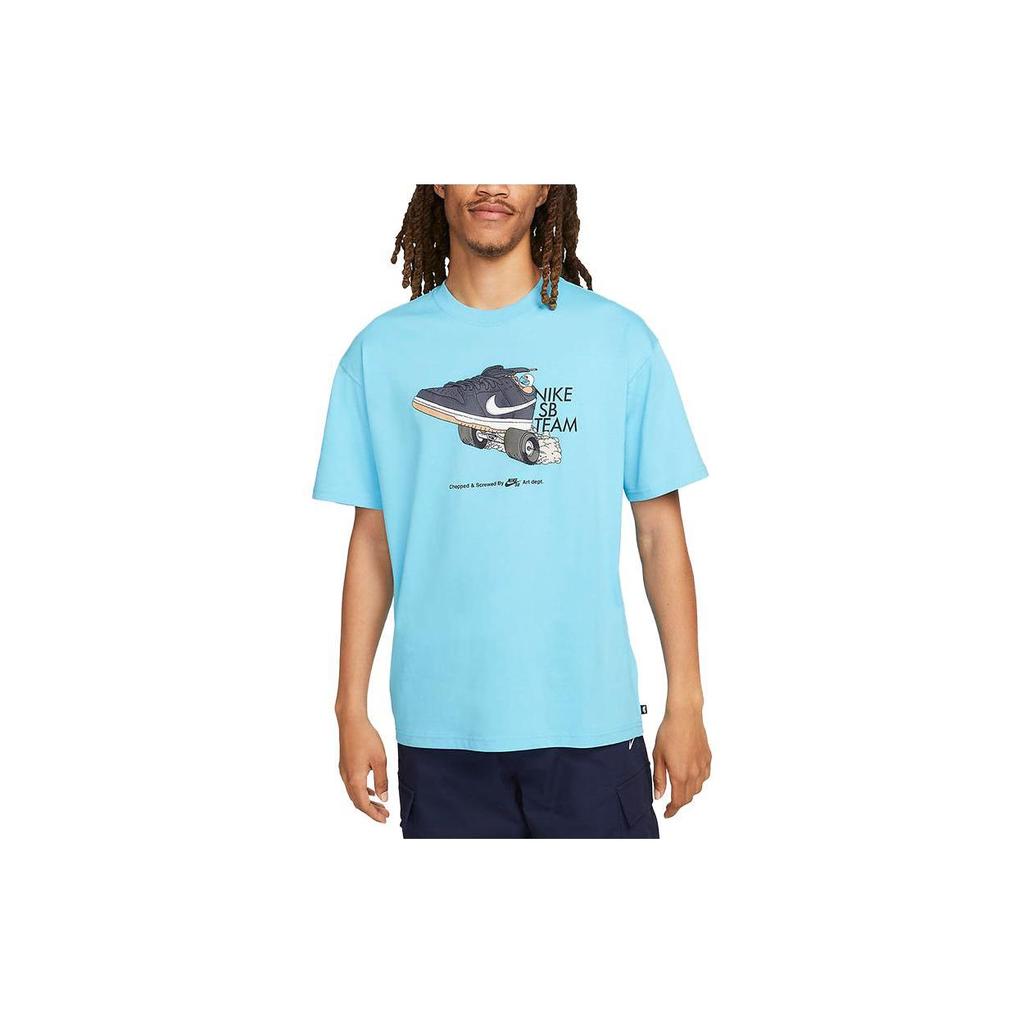 Nike T Shirts Men's Baltic Sea Blue Crew Neck Moderate Straight Fit FJ1138-416