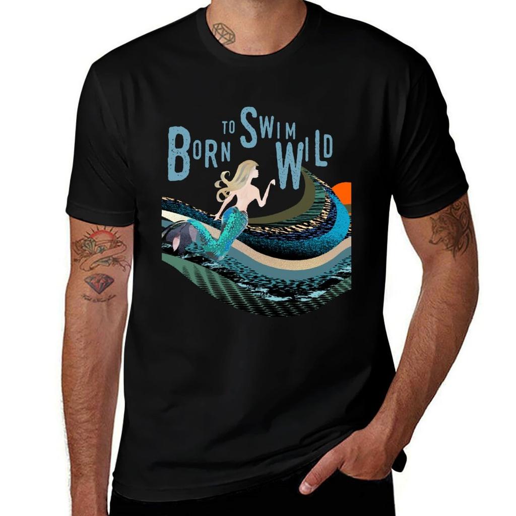 Wild Open Water Swimming Winter Bathers Born To Swim Mermaid For Swimmer Lovers Caroline Laursen Original Tshirt