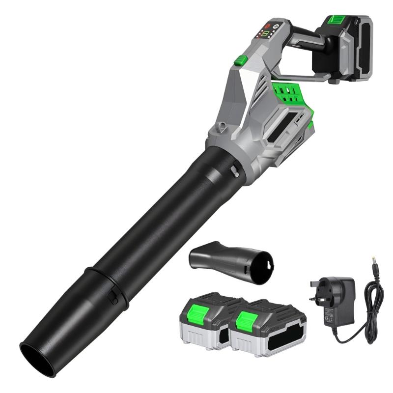 

High Power 220V Cordless Leaf Blower For Home Garden Snow Leaves Industrial Cleaning With 2Batteries Power Adapter 1 зелений