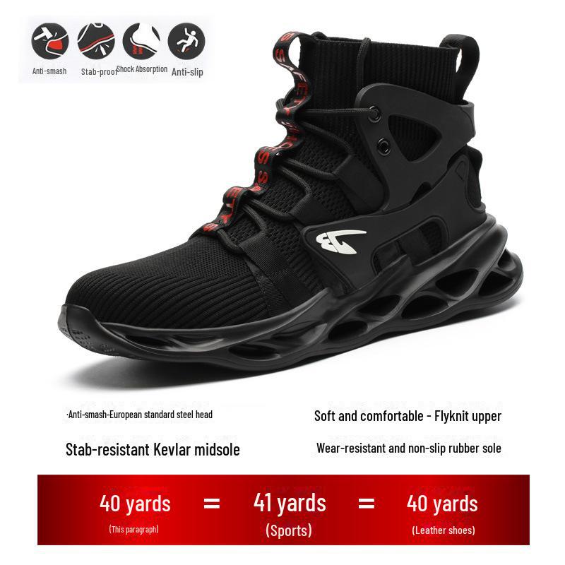 Breathable Lightweight Men's Steel Toe Work Shoes - Anti-Smash, Anti-Puncture, High-Top Safety Footwear