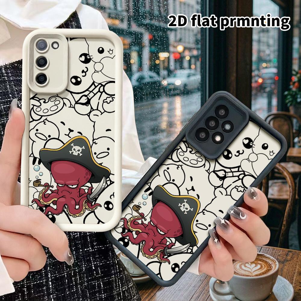 Phone case: 2D flat, suitable for Samsung Galaxy A34 A35 M05 M06 S20 S22 S21 FE Plus 5G protective case, pirate octopus, perfect Christmas and Hallowe