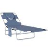 5 Position Adjustable Sun Lounger With Reading Hole And Side Pocket Grey