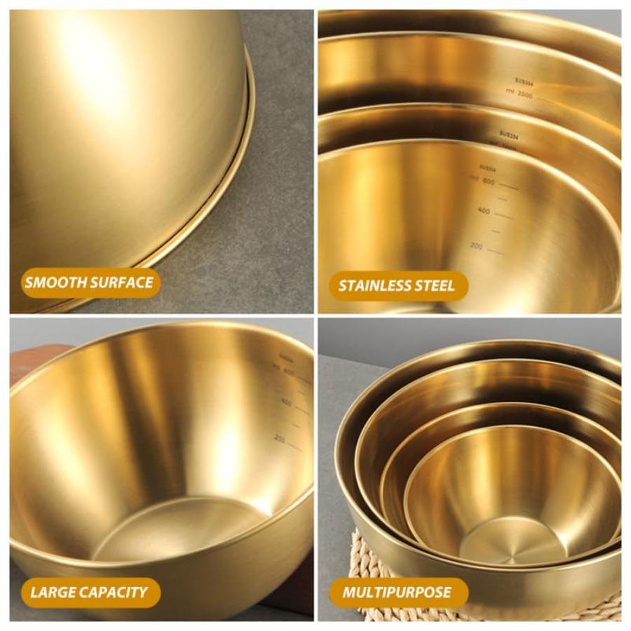 1/3pcs Stainless Steel Salad Bowl with Scale Large Capacity Flour Mixing Basin Multifunctional Bowls for Home Kitchen Essentials