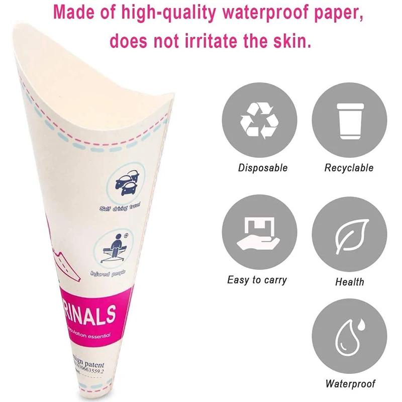 12PCS Paper Urinal Toilet Women Urination Device Urinal Funnel Outside Standing Pee Cup Waterproof Paper Standing Urinary Funnel
