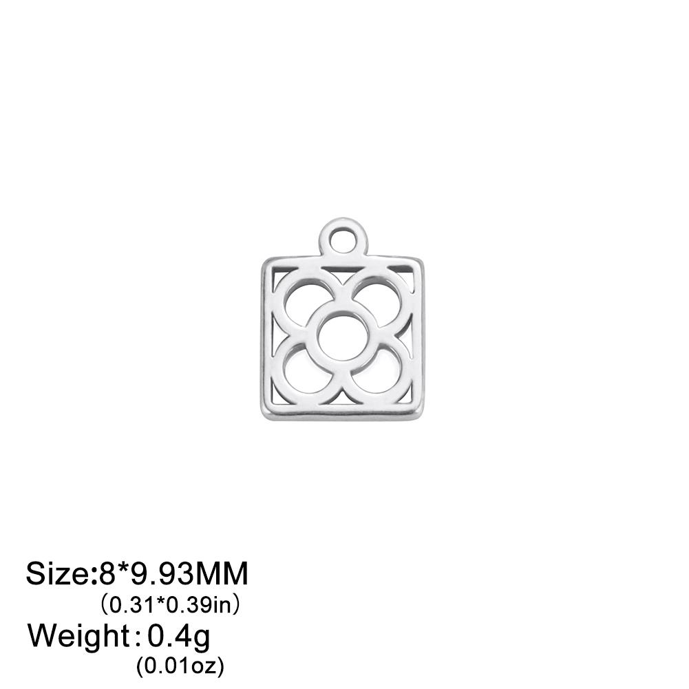 5pcs/lot Barcelona Flower Square Charms for Jewelry Making Stainless Steel Gold DIY Pendant for Necklace Earring