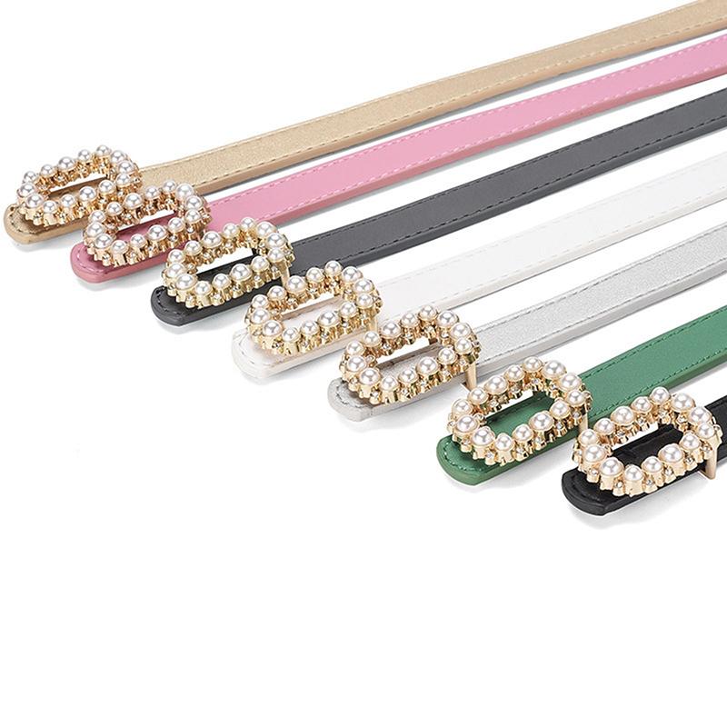 New Women'S Pearl Inlaid Buckle High-End Matching Fashion Decoration Dress Belt Sweater Versatile Genuine Leather Women'S Belt
