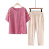 Elegant Summer Short-Sleeve Set for Senior Women