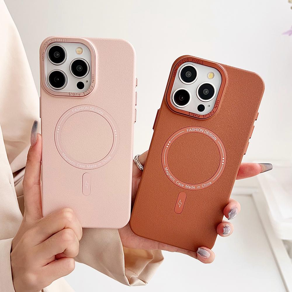 KEYSION Matte Leather Texture Hard PC Phone Case for MagSafe for iPhone 13 14 Pro Max 14 Plus Magnetic Shockproof Back Cover