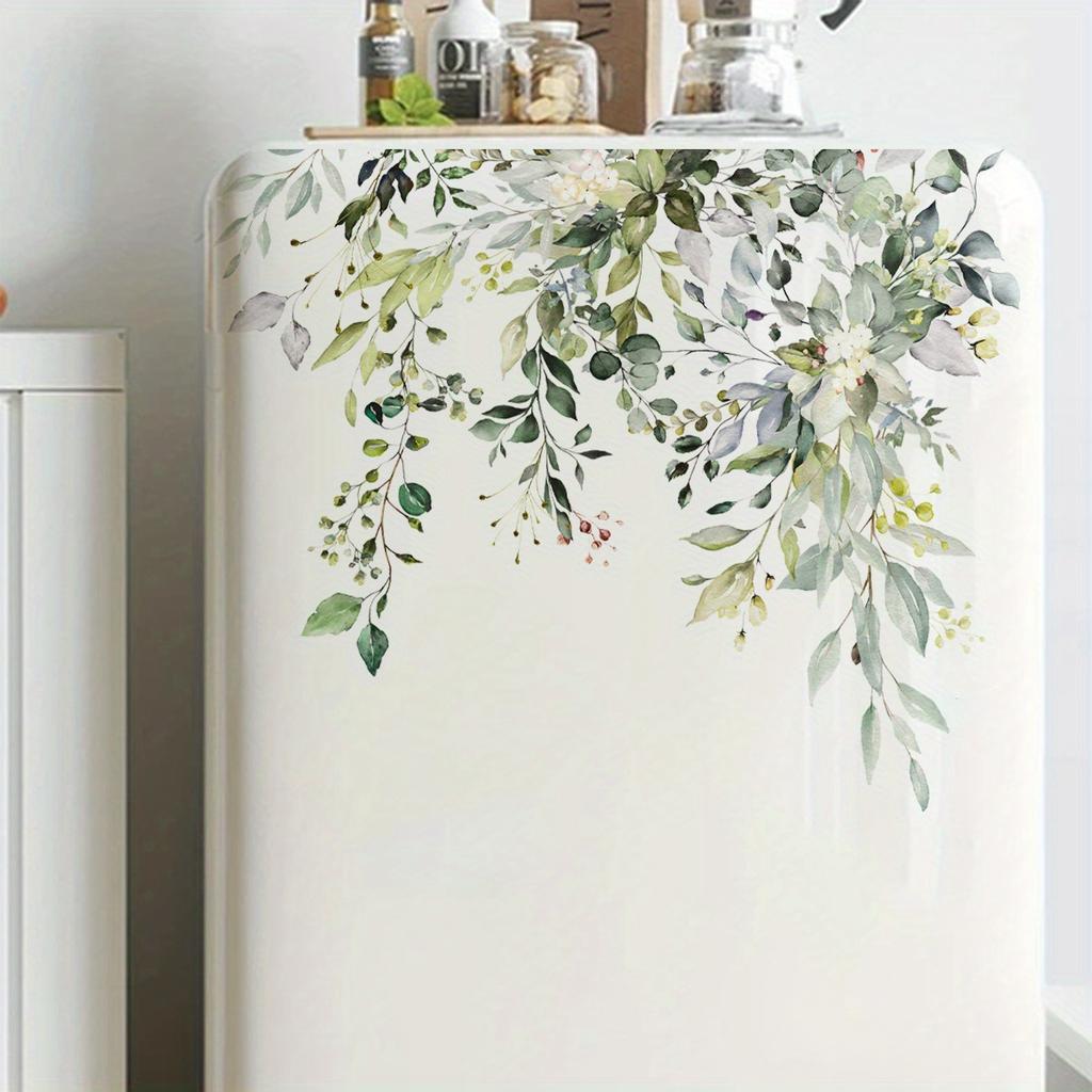 Fresh Floral Leaf Wall Sticker 1pc, Self-Adhesive Toilet Bathroom Decor, Funny Art Decal for Bathroom Wall