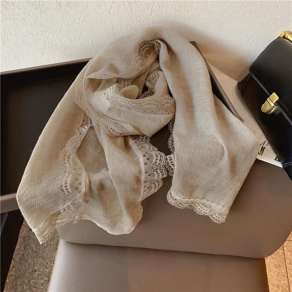Solid Color Cotton Linen Scarf Elegant Silk Scarf Versatile Shawls Wraps  for Women