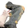 Unisex Amerikanische Retro Batik Ripped Weitbeinjeans
