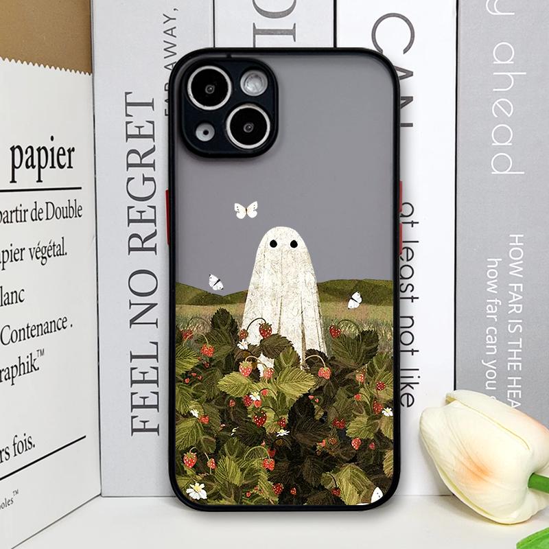 

Cute Cartoon Little Ghost Phone Case for IPhone 16 14 15 Pro Max 11 12 13 Mini 7 8 Plus X XS XR Back Cover Funny Halloween Gifts iPhone 12 mini