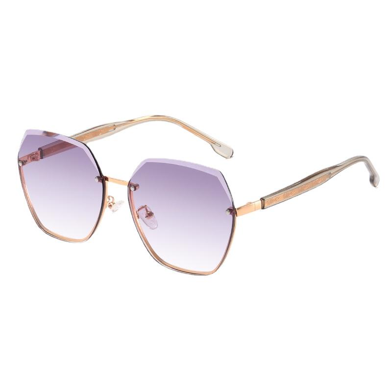 New Fashion Women Sunglasses Metal Mirror Leg Polygon UV400 Sun Glasses Outdoor Hiking Leisure Eyewear Oculos De Sol