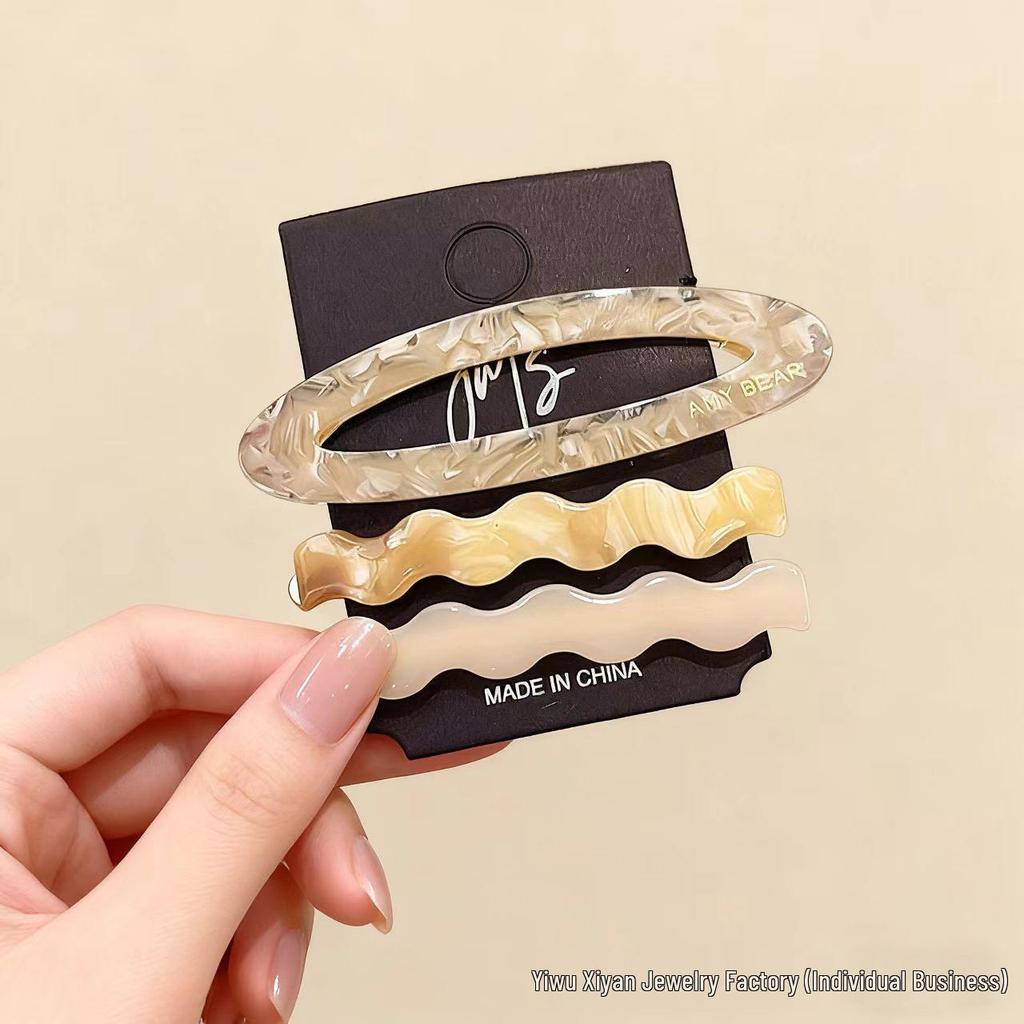 2025 Vintage Acetate Hair Clip Set: 3 Retro BB Side Clips for Flyaways & Bangs