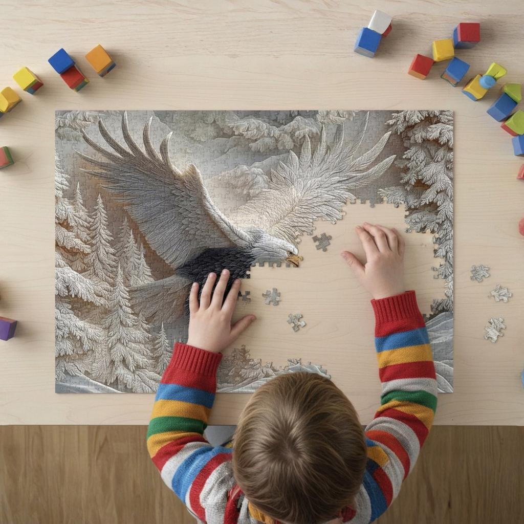 The Carved Eagle Jigsaw Puzzle 1000 Piece Puzzle Majestic Bald Eagle Puzzle Game for Adults Family Activity Home Decoration