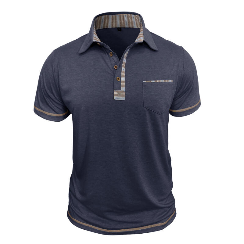 Men's Short Sleeve Polo Shirt Solid Color Casual Tops Breathable Business T-Shirt for Summer