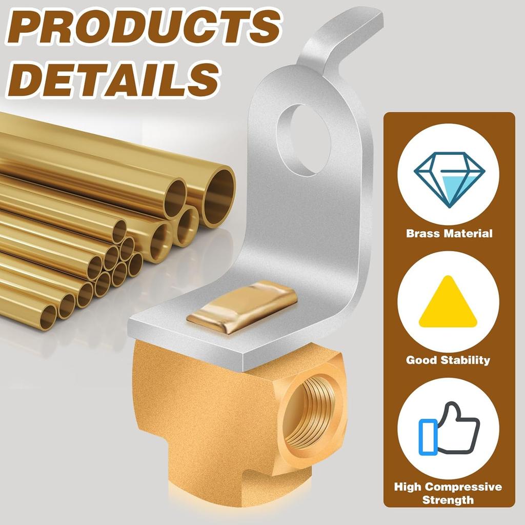 2Pcs 3-Way Brake Line Tee with Mounting Bracket Brass Brake Line Union Fittings 3/16" for 3/8"-24 Threads Maintaining Brake Systems for Fuel Line