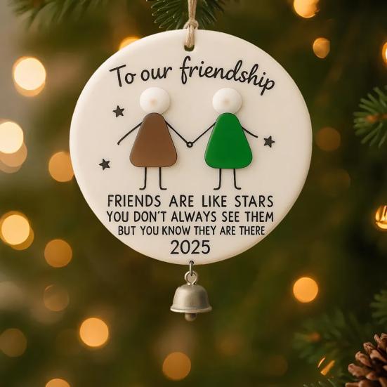 Friendship Sea Glass Christmas Ornament Round/Heart Shaped Friendship Keepsake for Best Friends Handmade Sea Glass Art Hanging Ornament