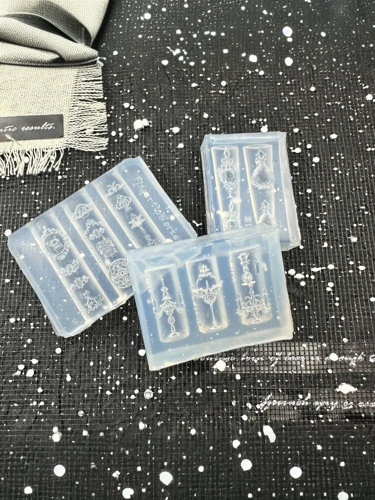 Nails Mold Manicure Templates For Nails Crafts 3D Baroque Vase Candle Holder Silicone Mold Nail Art Decoration DIY Transparent