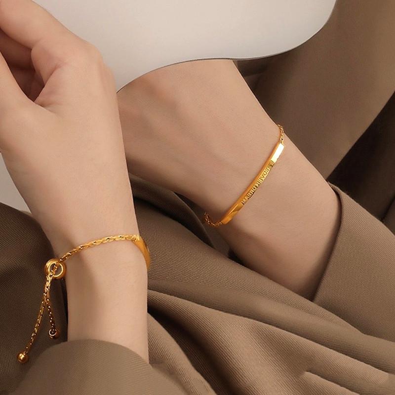 Stainless Steel Geometric Chain Bangle Bracelet Trendy  Romantic Lover Dream Gift  Bracelet Anniversary