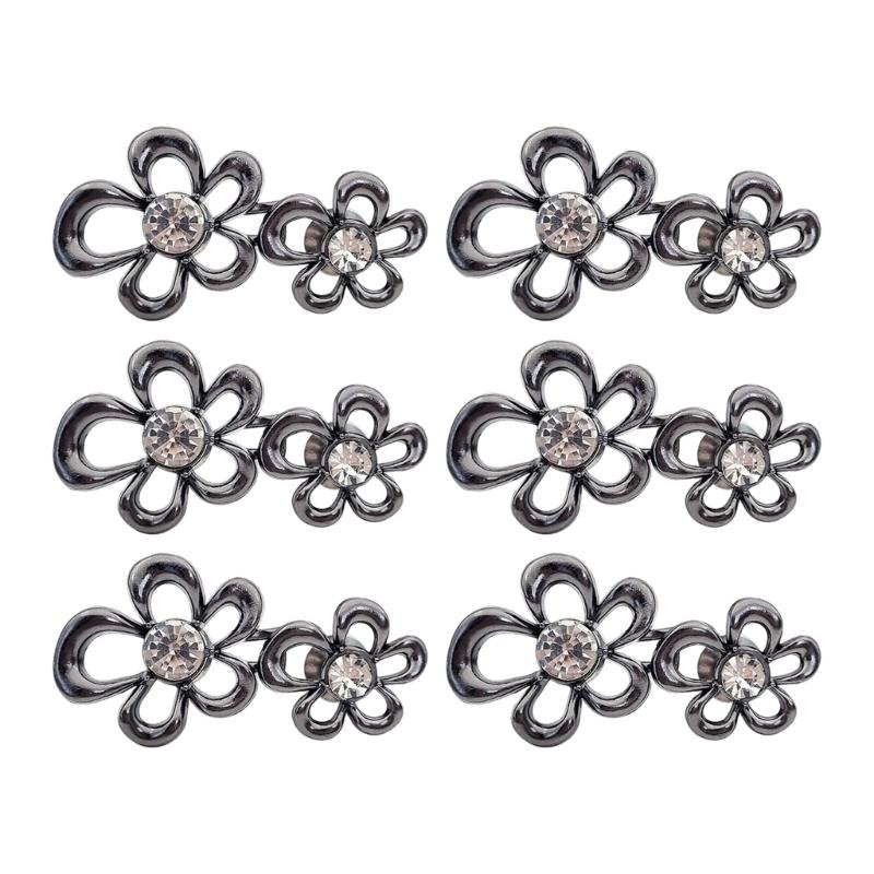 6Pcs Elegant Flower Waist Tightening Button For Jeans Pants Waist Fastener Clip Waist Cincher for Waist Adjustment