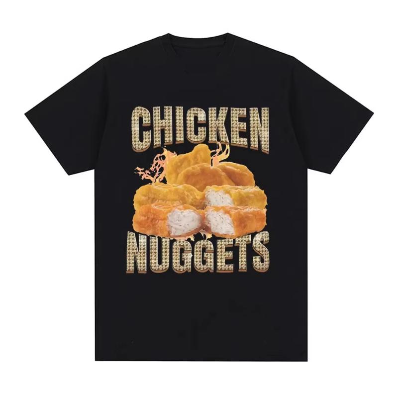 

Funny Chicken Nuggets Vintage Style Meme Graphic T-shirt Unisex Women Hip Hop Gothic Oversized T Shirt 100% Cotton Comfort T-shirts M