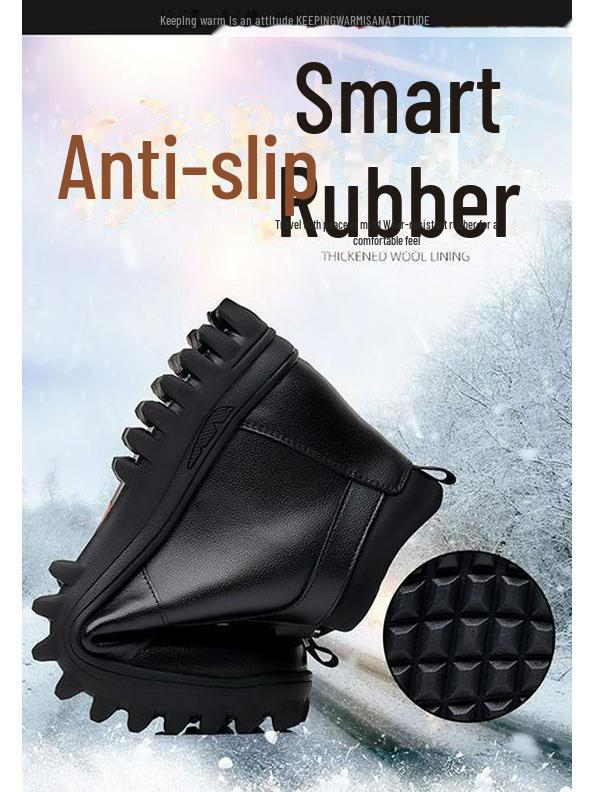 Men's Winter High-Top Leather Boots with Velvet Lining