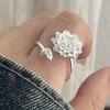 925 Sterling Silber Ringe für Damen Paar Minimalistisch Handgemacht Einfach Großer Blumenring Feiner Schmuck Geschenk Allergievorbeugend