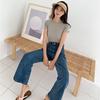 Fashion Women High Waist Casual Straight Tube Wide Leg Pants Vintage Jeans