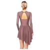 Damen Funkelnde Strasssteine Tanzkleider Cut-out Rücken Kontrastfarbe Netz Langarm Asymmetrischer Saum Kleid