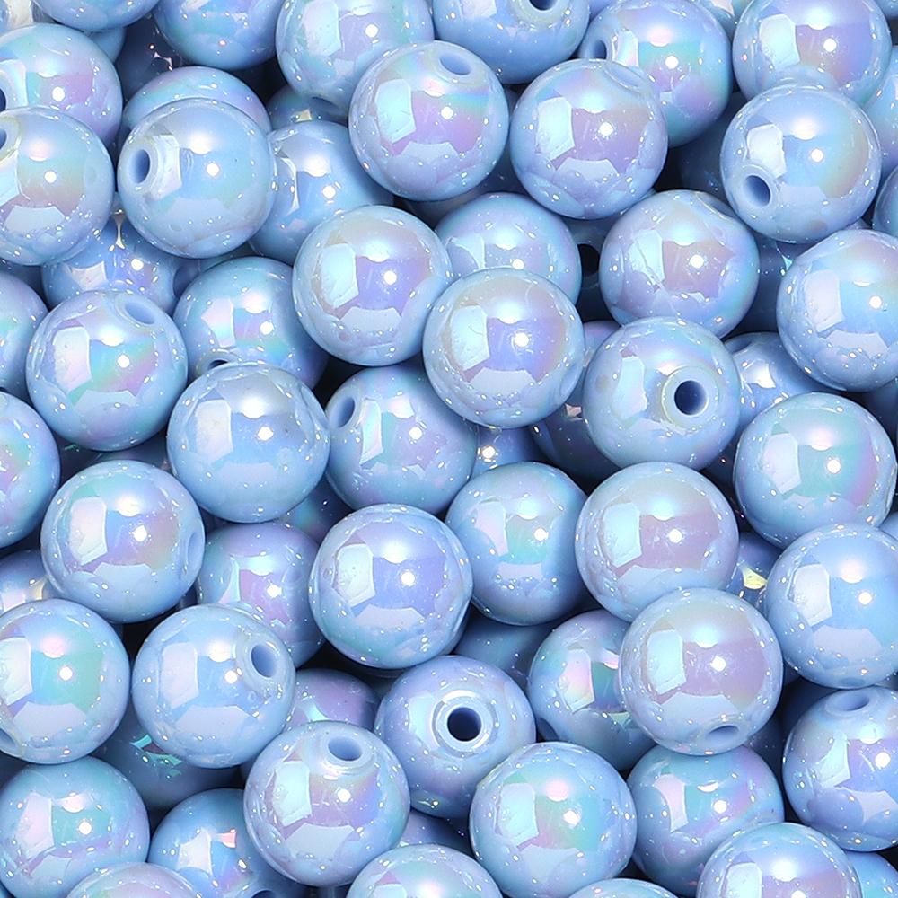 20-200pcs/lot 6-16mm Plated UV Colored Acrylic Ball Beads Loose Spacer Round Bead For DIY Phone Chain Bracelet Jewelry Accessory