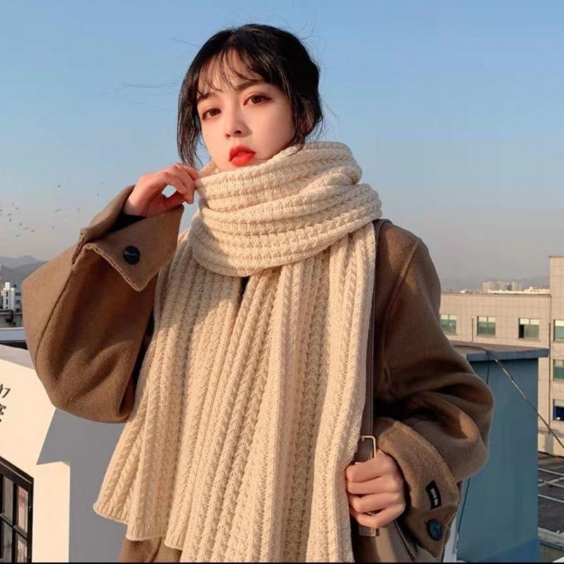 Design Thick Knitted Scarf for Women Fashion Winter Warm Cashmere Scarves Neckercheif Lady Korean Style Neck Tie Bandana