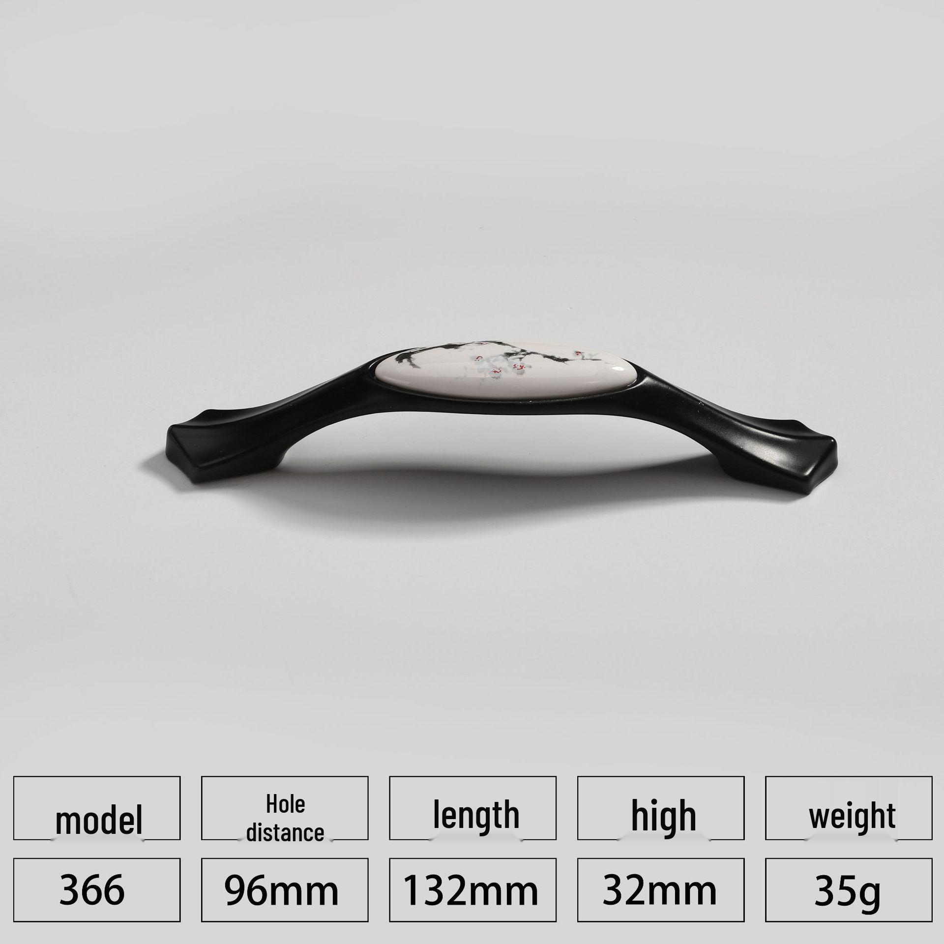 Европейский стиль Черно-белая керамическая ручка для шкафа с цветком сливы