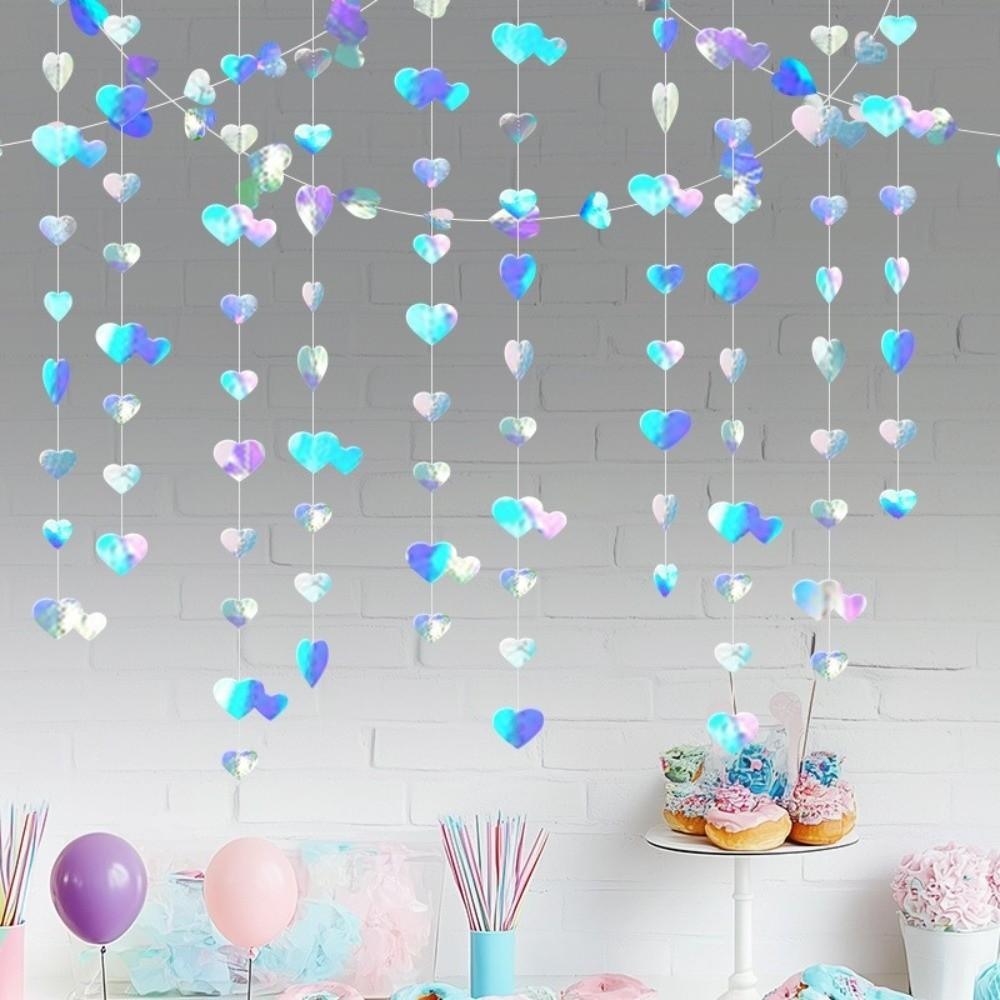 1 Stück 4M Hochzeit Rotes Herz Girlande, Liebes-Girlande Glitzerpapier Fahne Jahrestag Geburtstage Partys Zuhause Hängende Dekoration