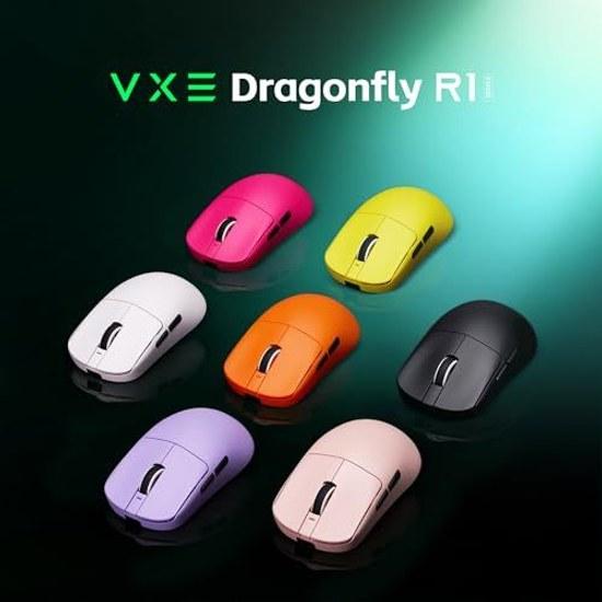 ATK Wireless Gaming Mouse VXE Dragonfly R1 SE+ White PAW3395 SE Sensor 18000 DPI Lightweight 55g Maximum 70 Hours 5 Programmable ButtonsDomestic